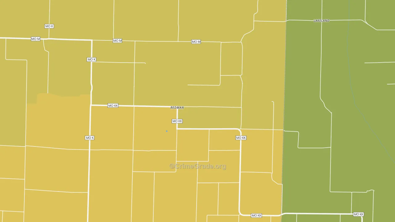 Redman, MO Map of Murder Rates