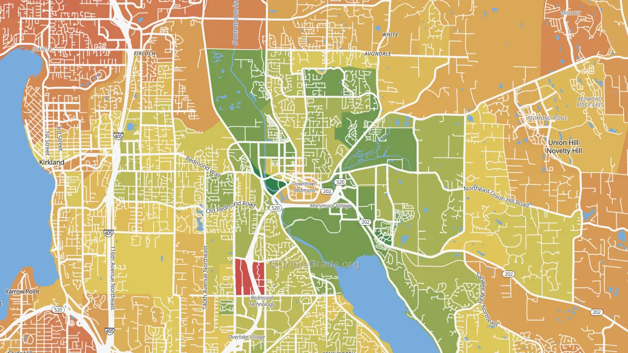 Redmond, WA Map of Murder Rates
