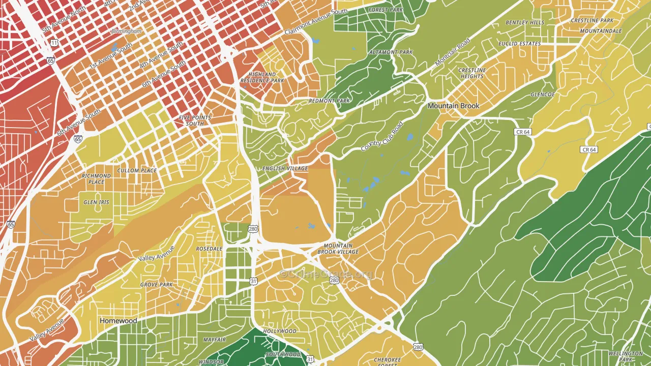 Redmont Park, Birmingham, AL Map of Murder Rates