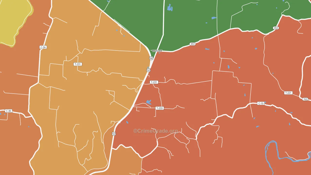 Redoak, OH Map of Murder Rates