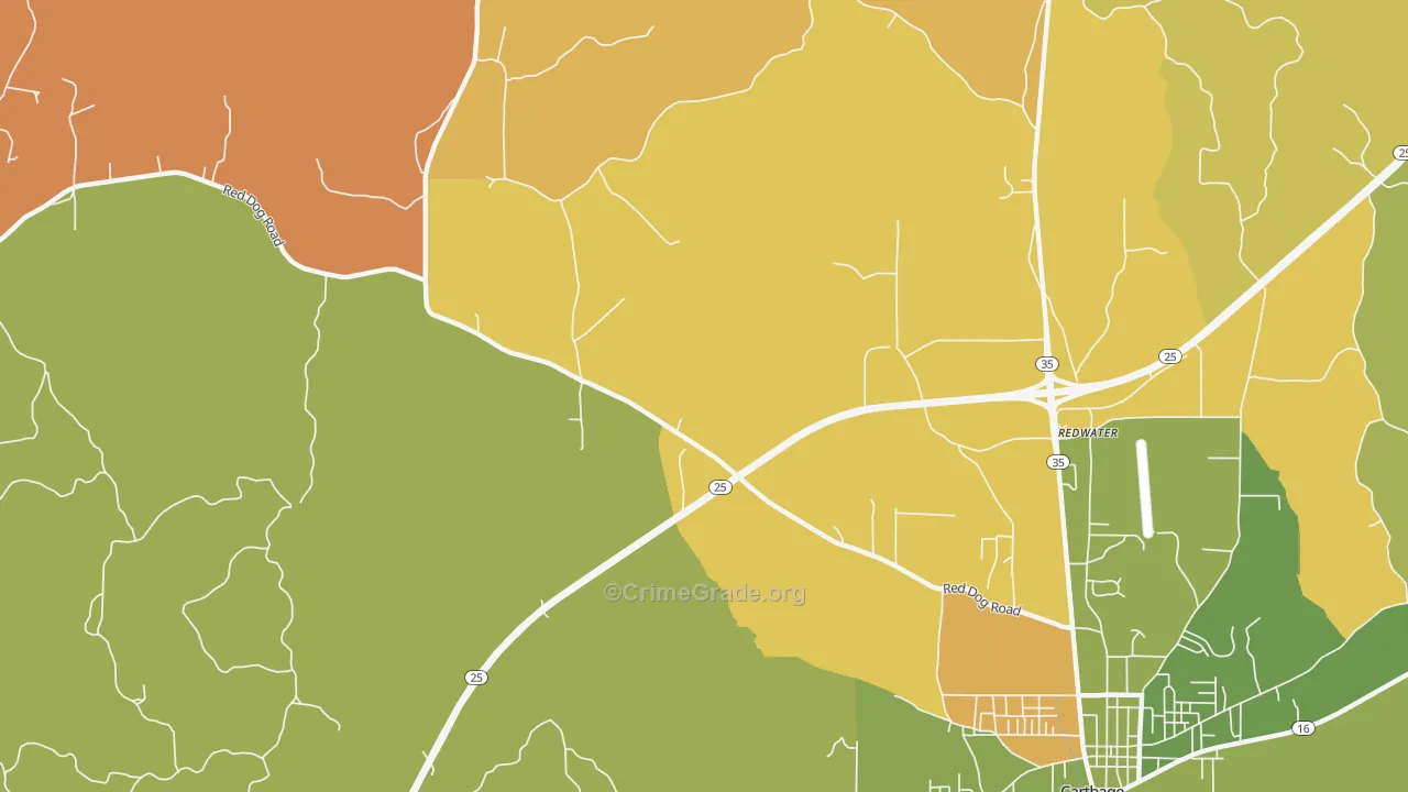 Redwater, MS Map of Murder Rates