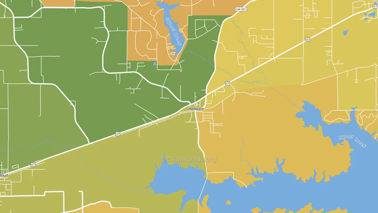 Redwater, TX Map of Murder Rates