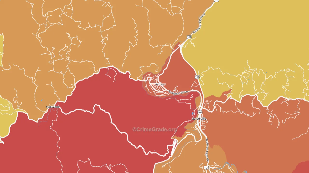 Redway, CA Map of Murder Rates