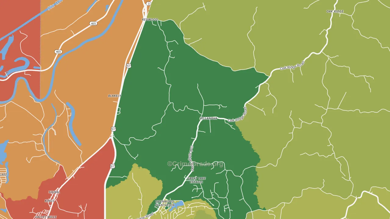 Redwood, MS Map of Murder Rates