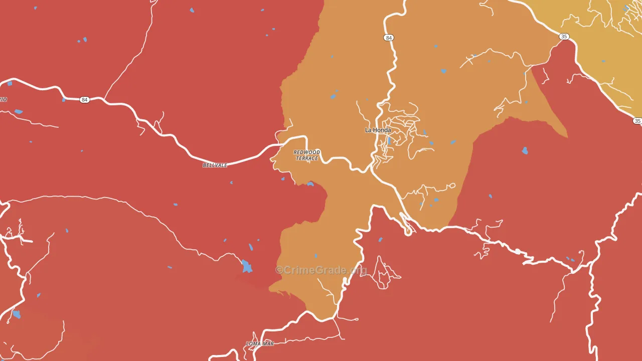 Redwood Terrace, CA Map of Murder Rates