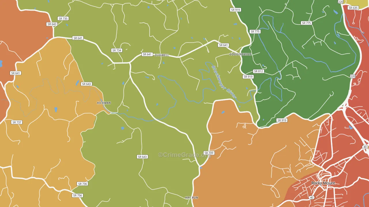 Redwood, VA Map of Murder Rates