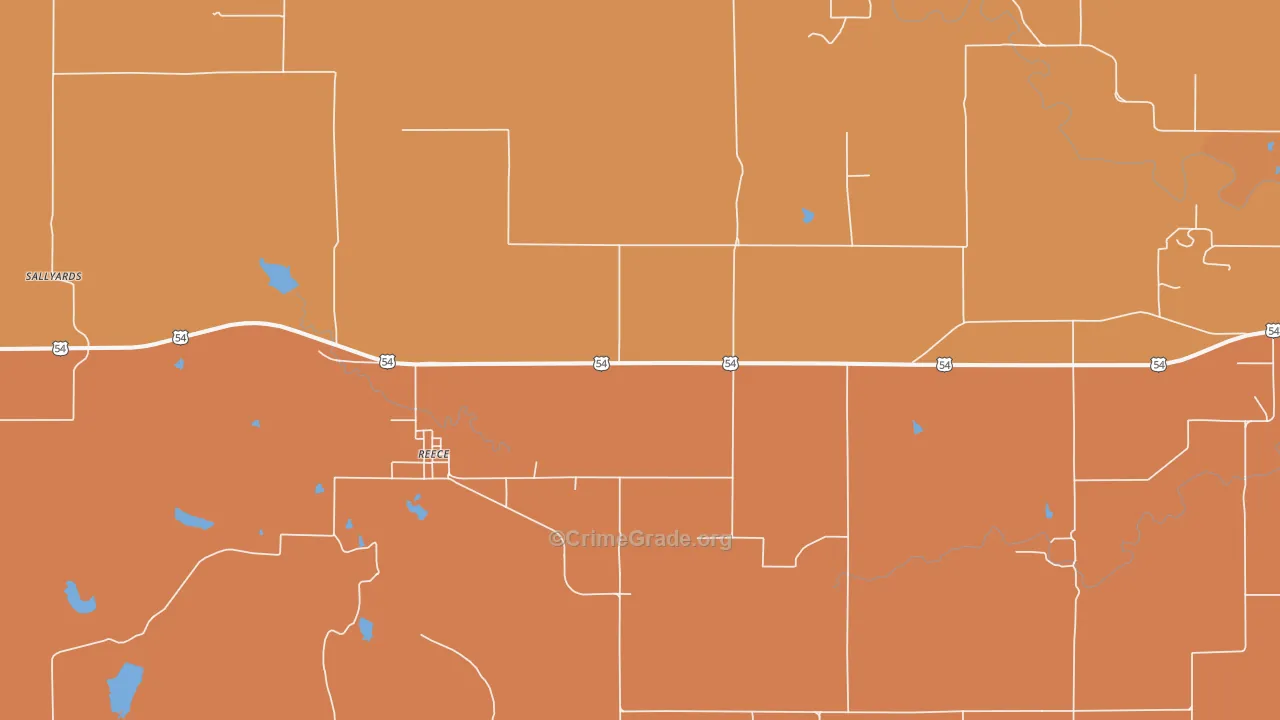 Reece, KS Map of Murder Rates