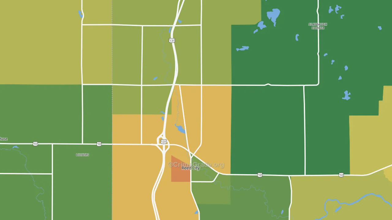 Reed City, MI Map of Murder Rates