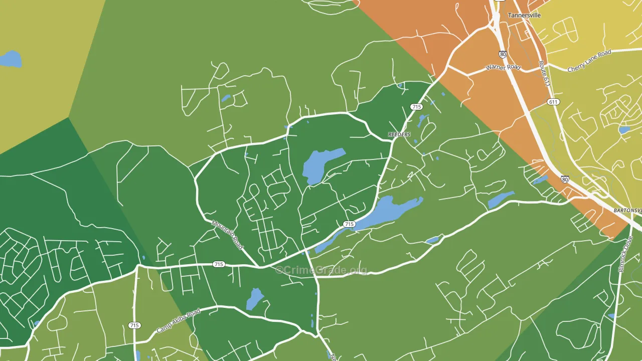 Reeders, PA Map of Murder Rates