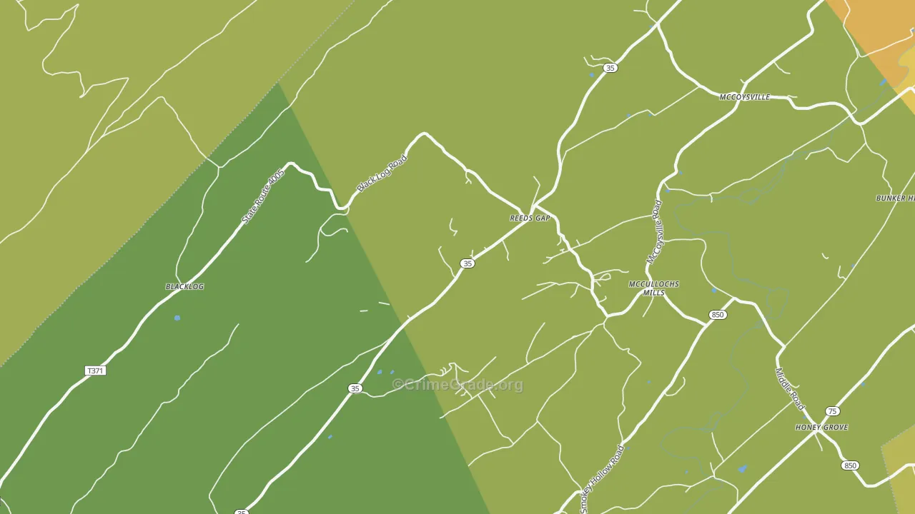 Reeds Gap, PA Map of Murder Rates