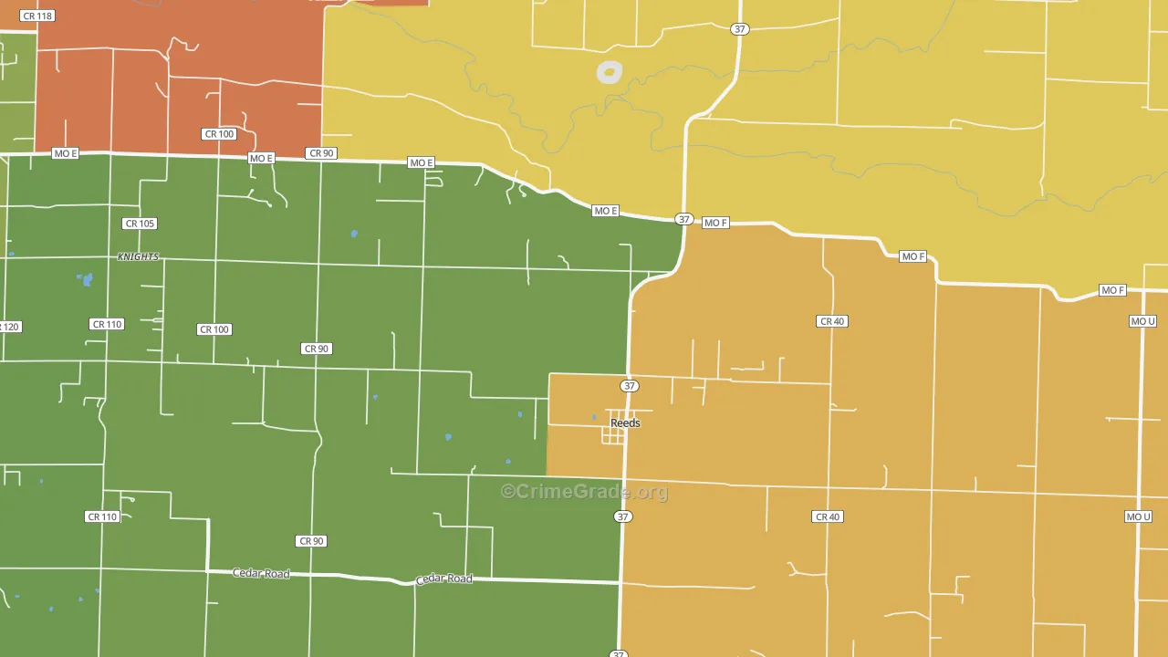 Reeds, MO Map of Murder Rates