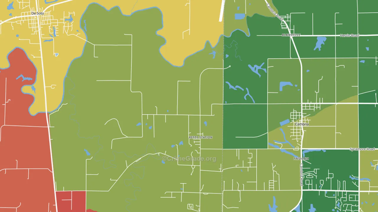 Reeds Station, IL Map of Murder Rates
