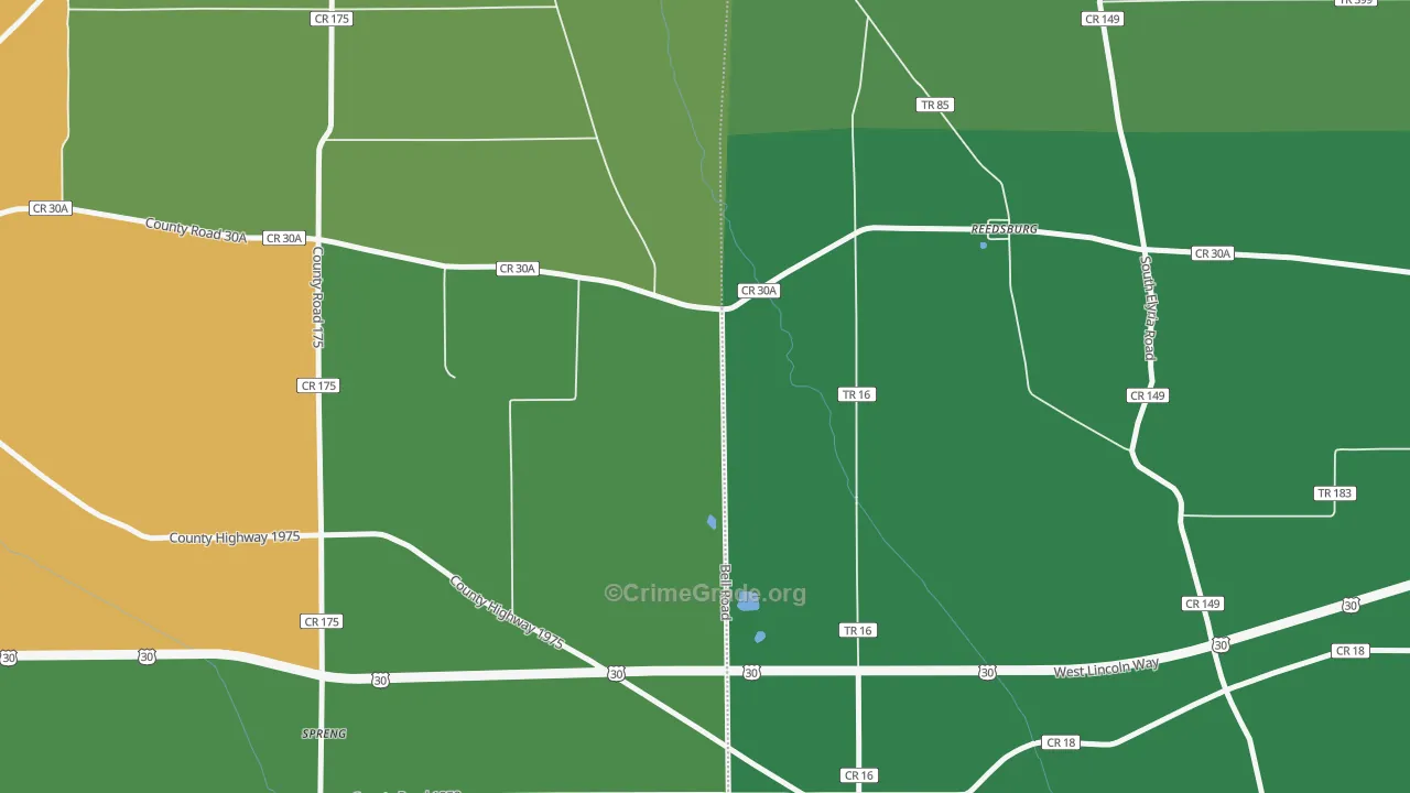 Reedsburg, OH Map of Murder Rates