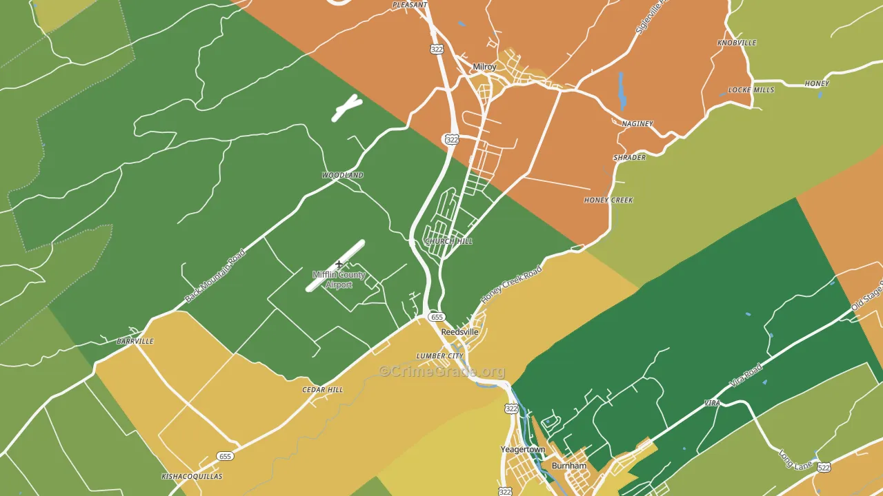 Reedsville, PA Map of Murder Rates