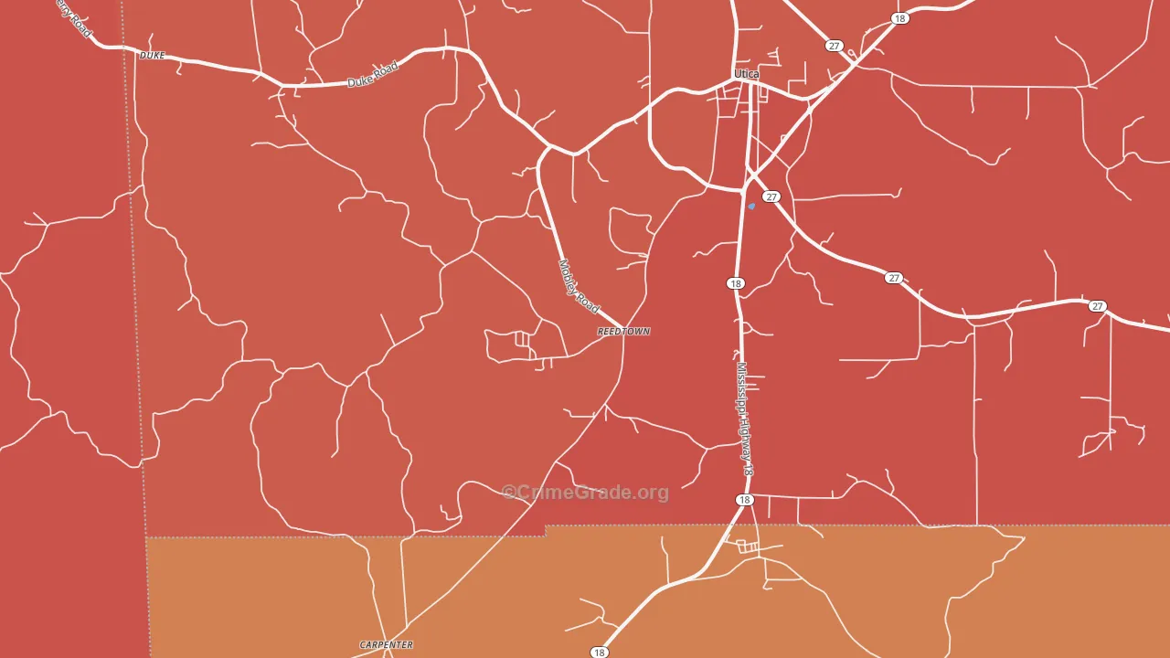 Reedtown, MS Map of Murder Rates