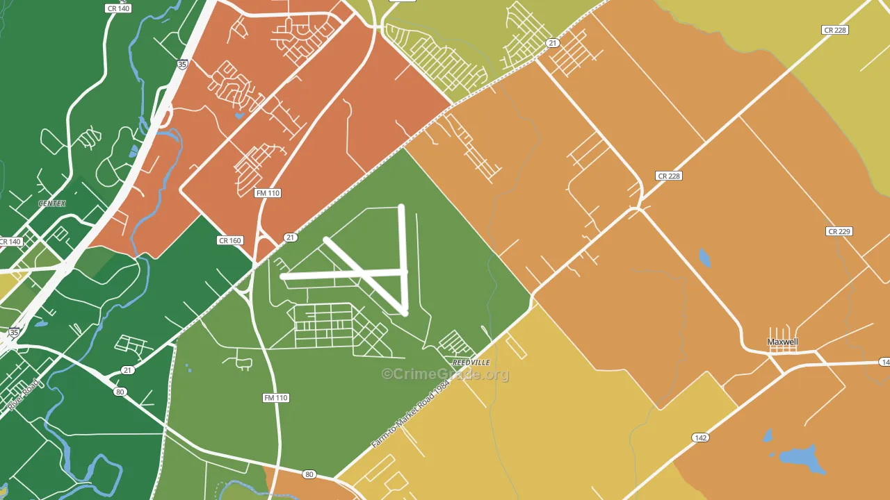 Reedville, TX Map of Murder Rates