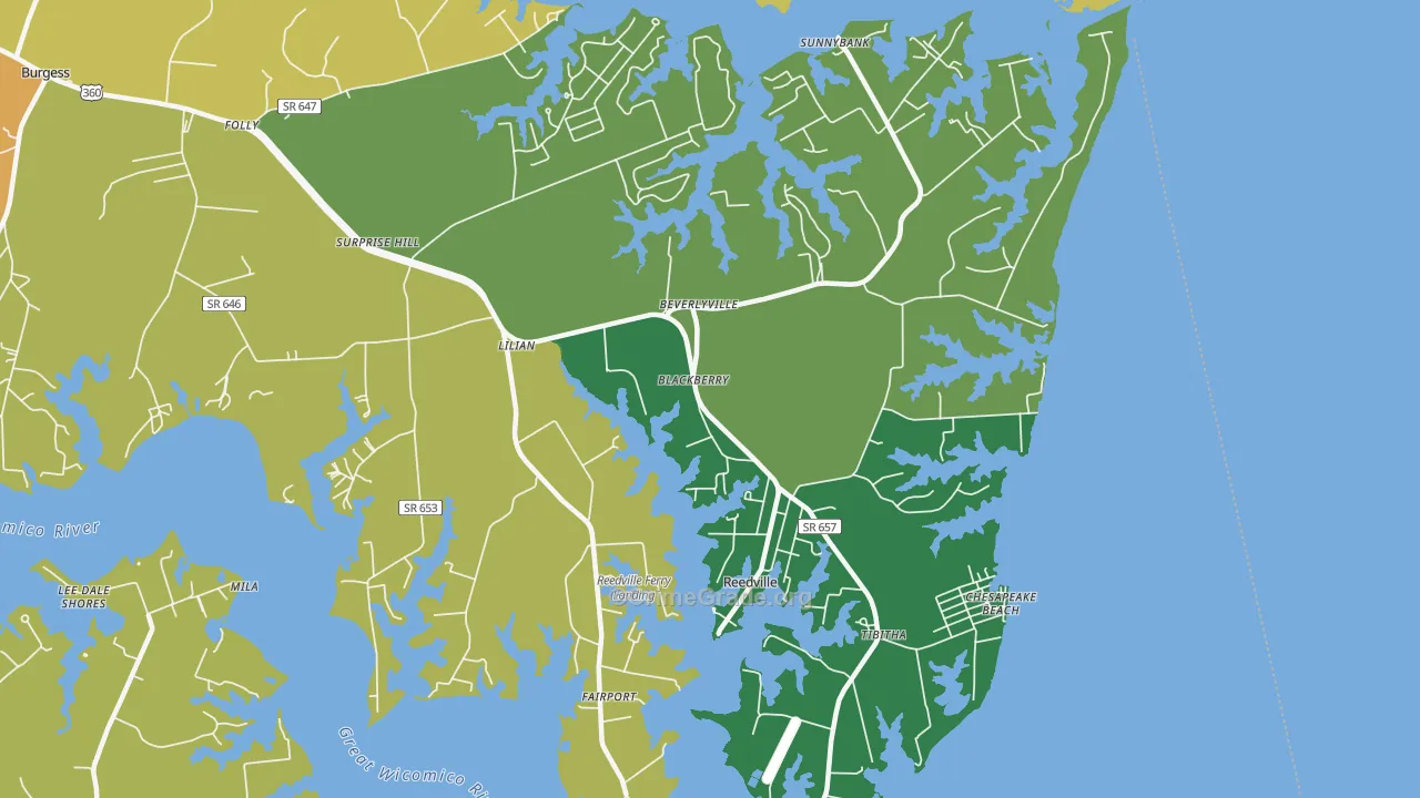 Reedville, VA Map of Murder Rates