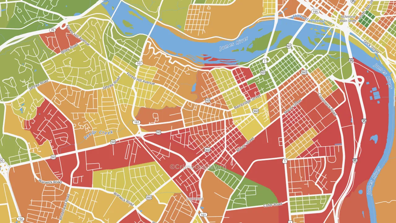 Reedy Creek, Richmond, VA Map of Murder Rates