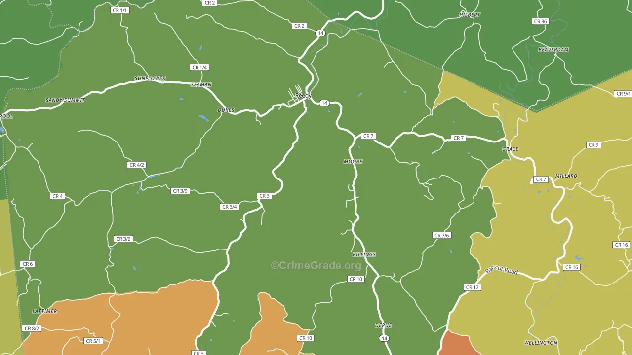 Reedy, WV Map of Murder Rates