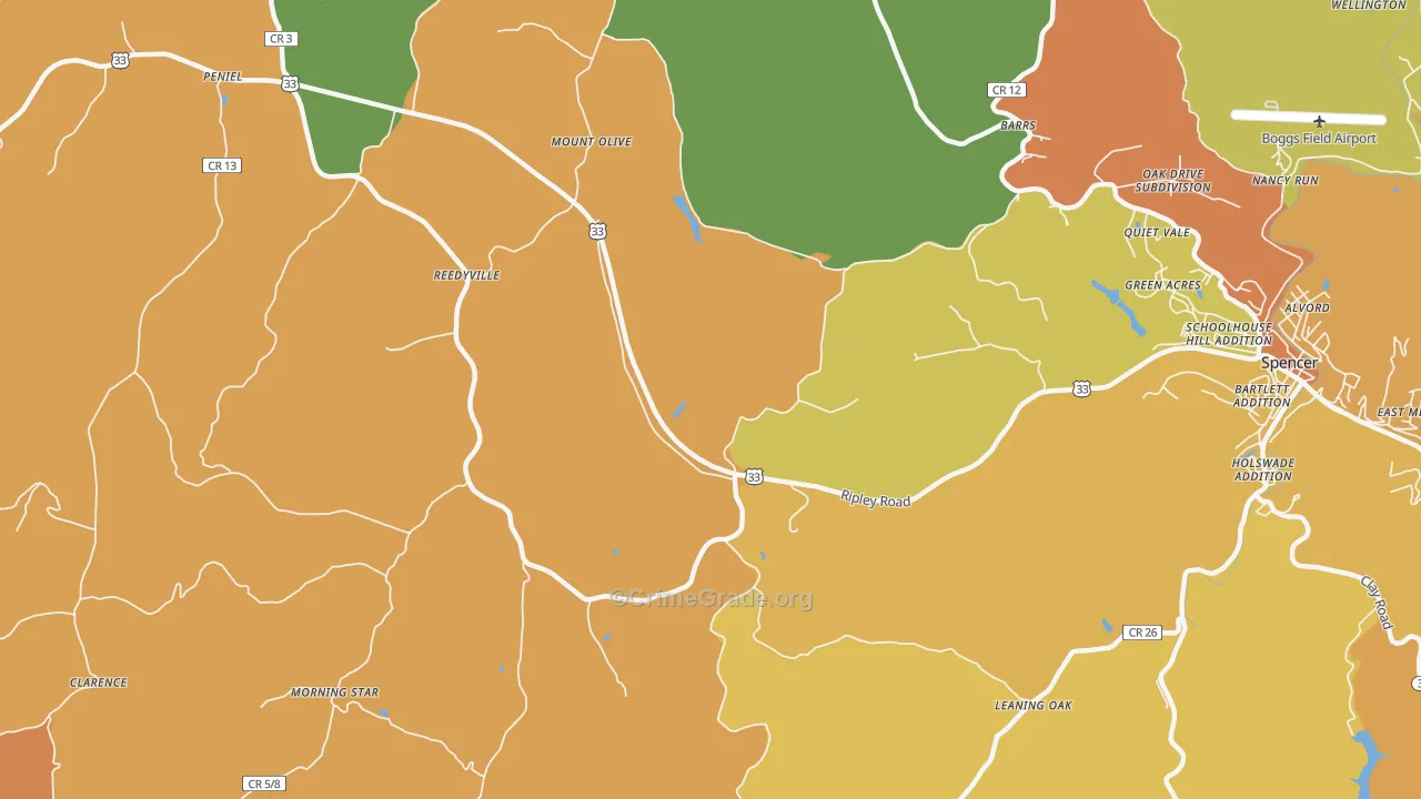 Reedyville, WV Map of Murder Rates