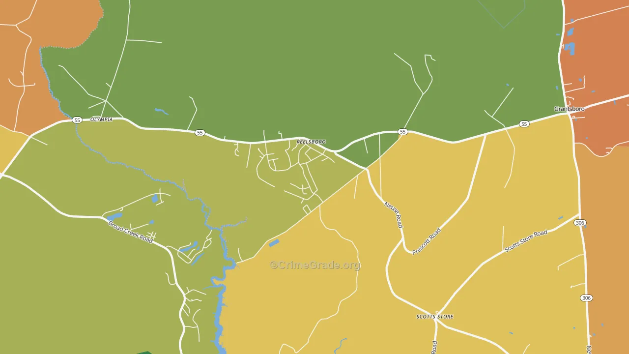 Reelsboro, NC Map of Murder Rates