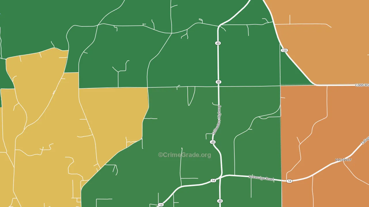 Reeltown, AL Map of Murder Rates