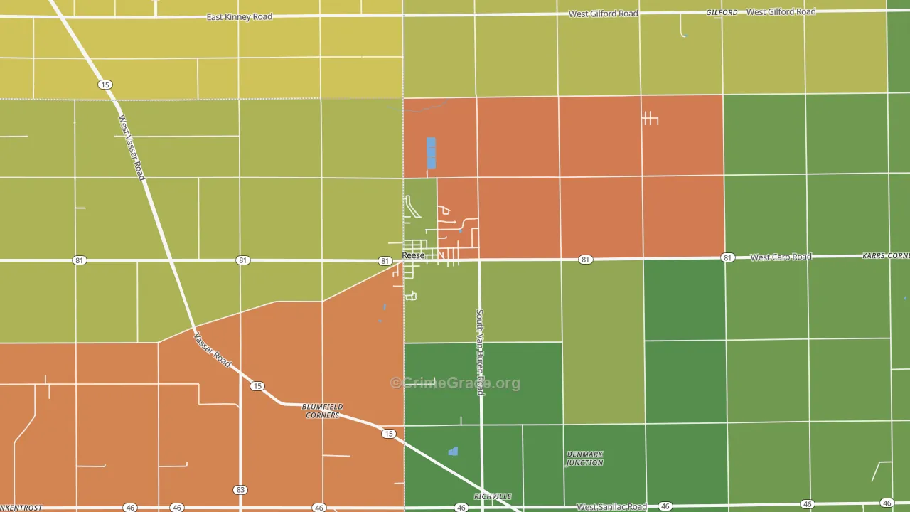 Reese, MI Map of Murder Rates
