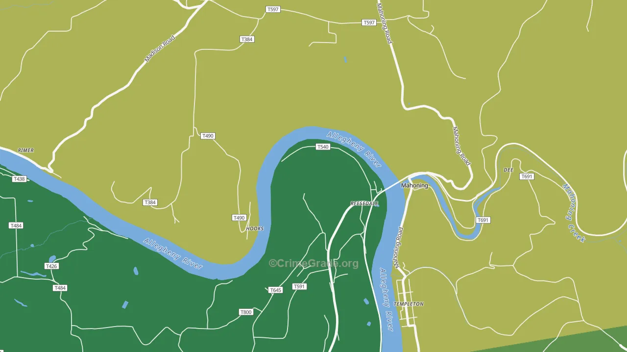 Reesedale, PA Map of Murder Rates