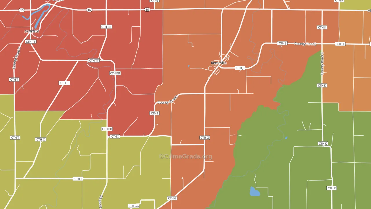 Reeseville, WI Map of Murder Rates