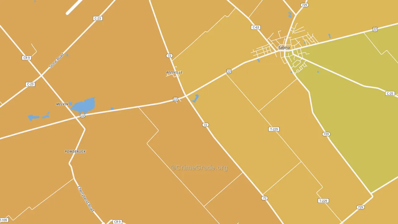 Reesville, OH Map of Murder Rates