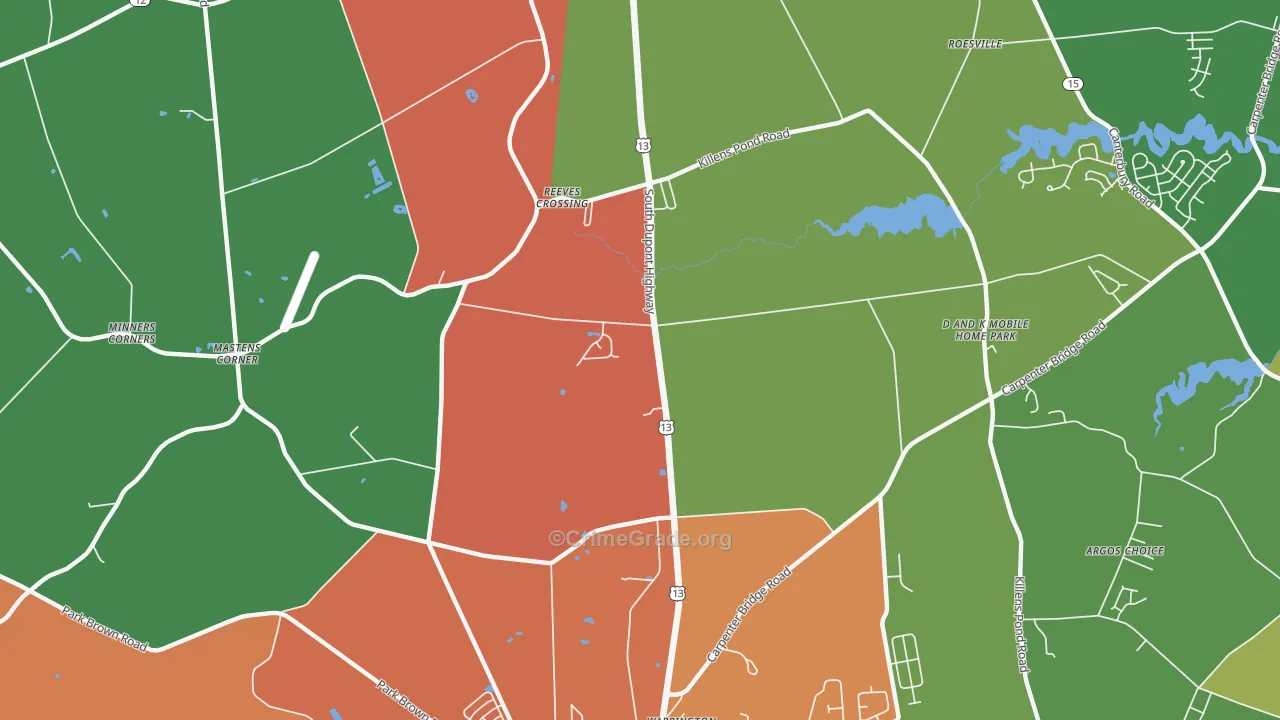 Reeves Crossing, DE Map of Murder Rates