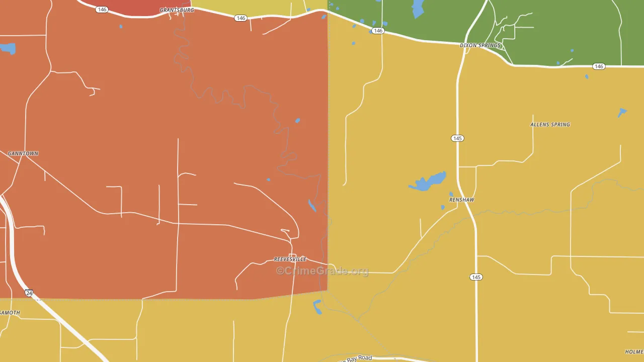 Reevesville, IL Map of Murder Rates