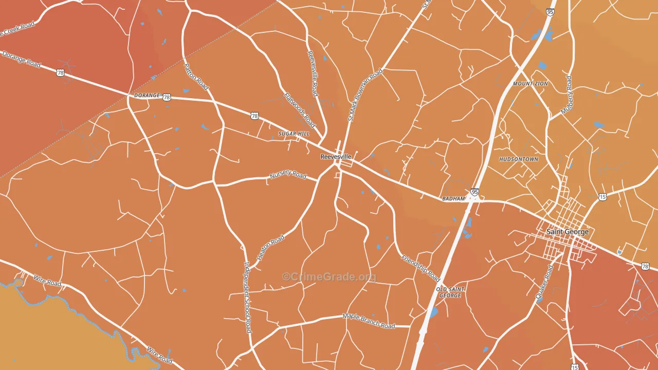 Reevesville, SC Map of Murder Rates