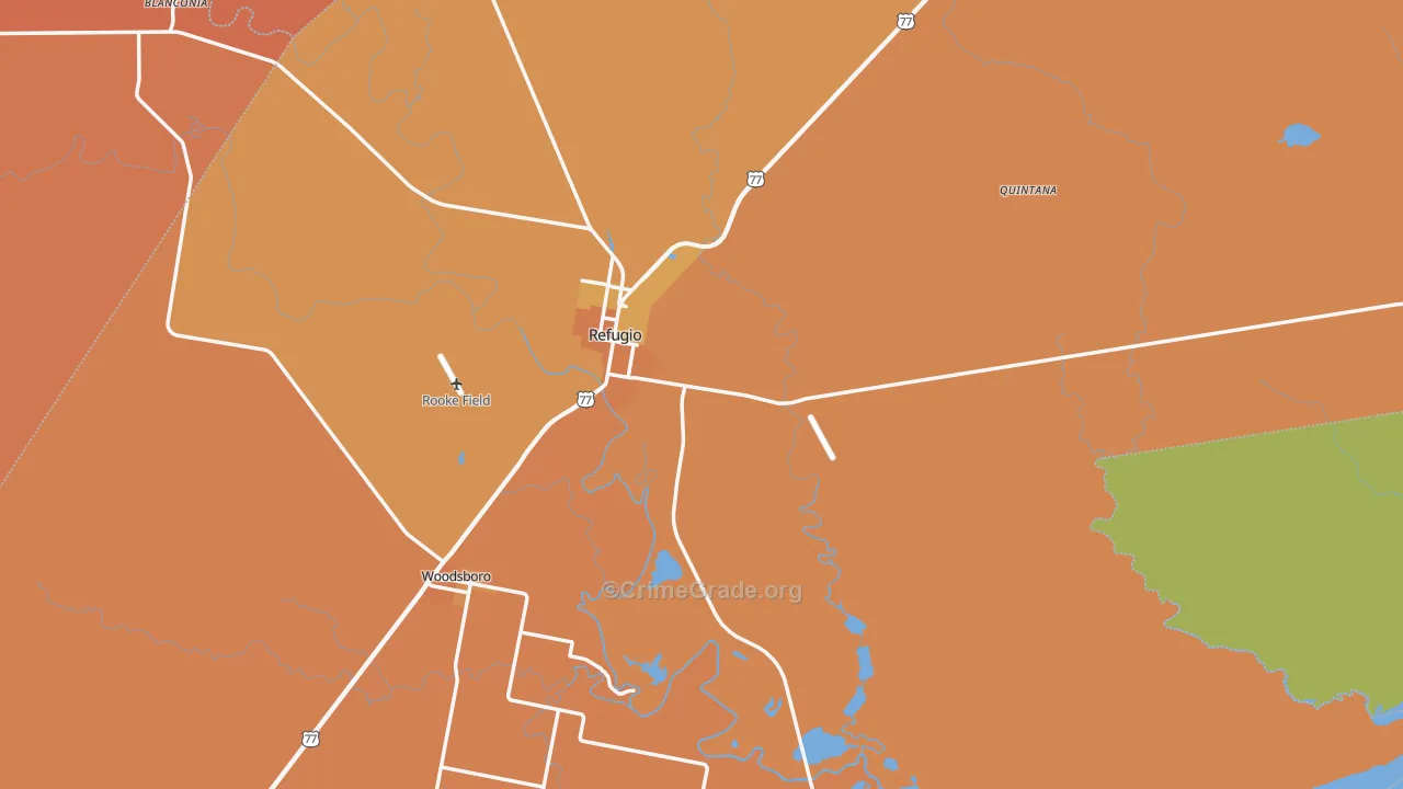 Refugio County, TX Map of Murder Rates