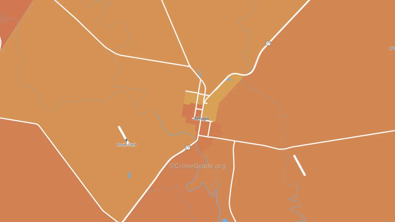 Refugio, TX Map of Murder Rates