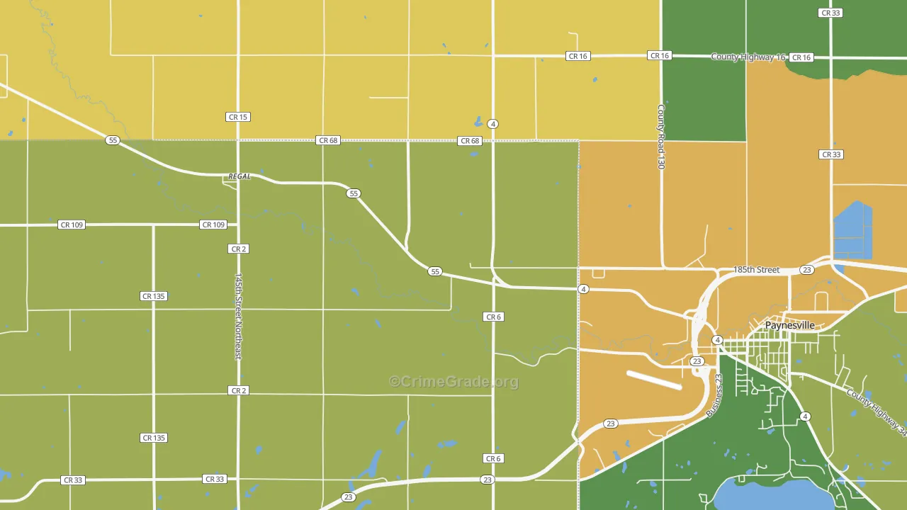 Regal, MN Map of Murder Rates