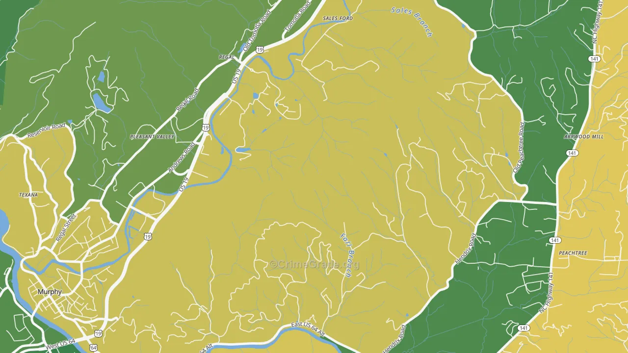 Regal, NC Map of Murder Rates