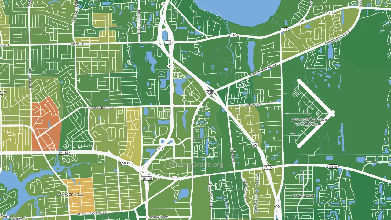 Regency, Jacksonville, FL Map of Murder Rates