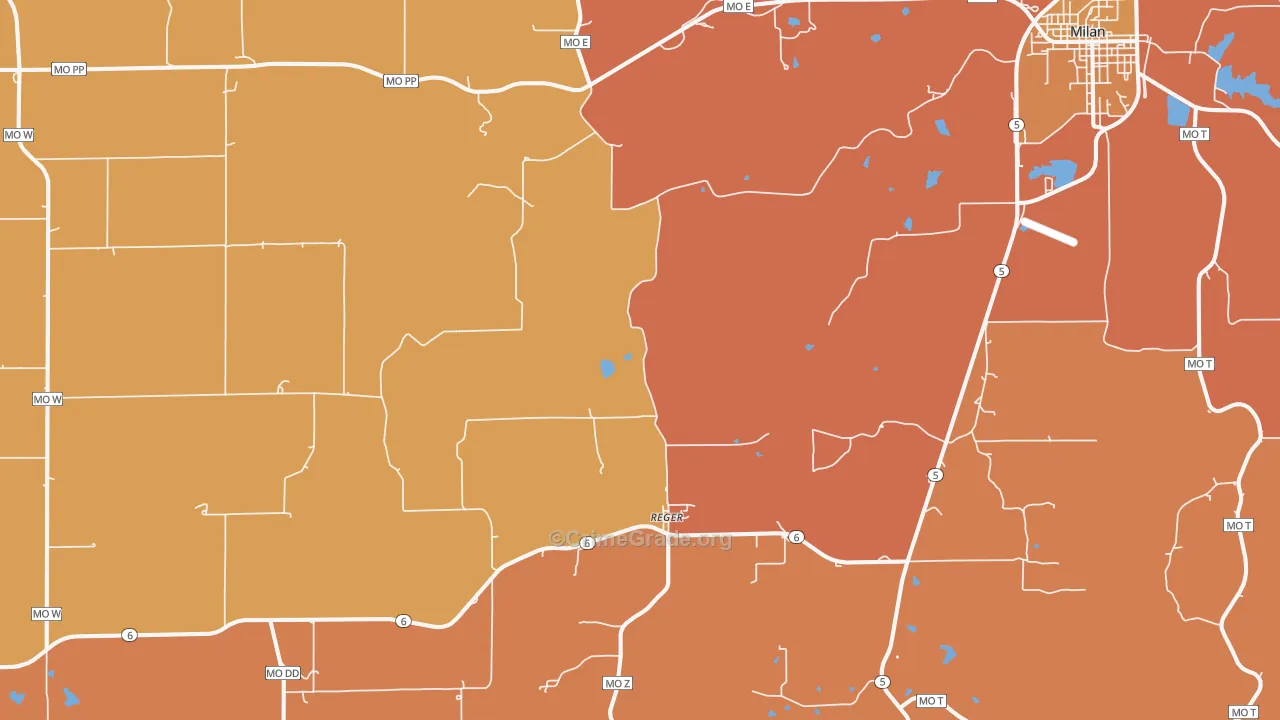 Reger, MO Map of Murder Rates