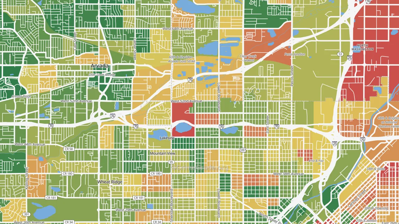 Regis, Denver, CO Map of Murder Rates