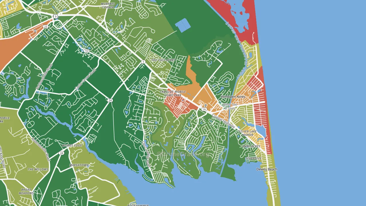 Rehoboth Beach, DE Map of Murder Rates