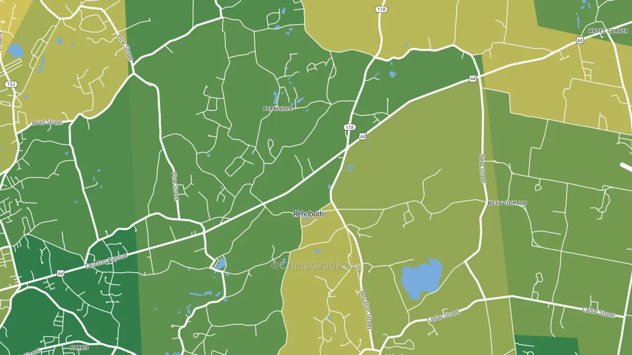 Rehoboth, MA Map of Murder Rates