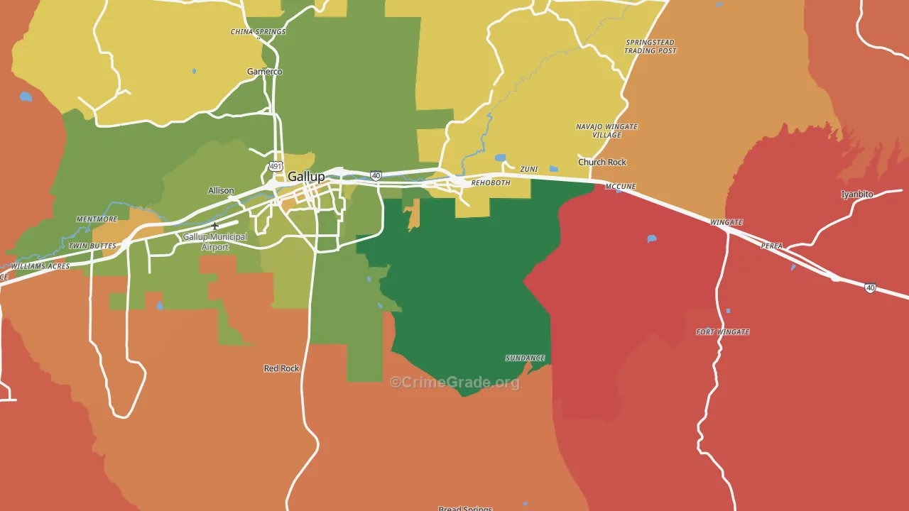 Rehoboth, NM Map of Murder Rates