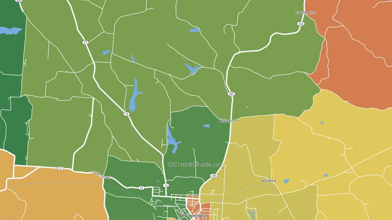 Rehoboth, OH Map of Murder Rates