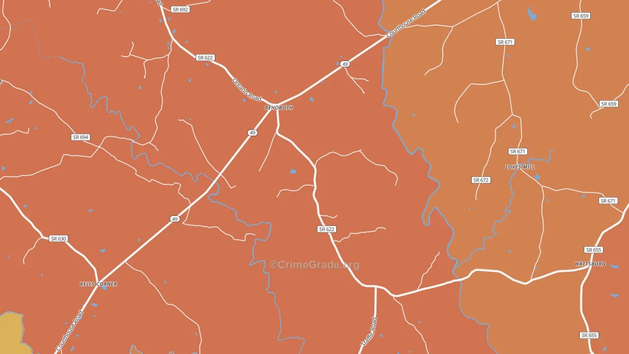 Rehoboth, VA Map of Murder Rates