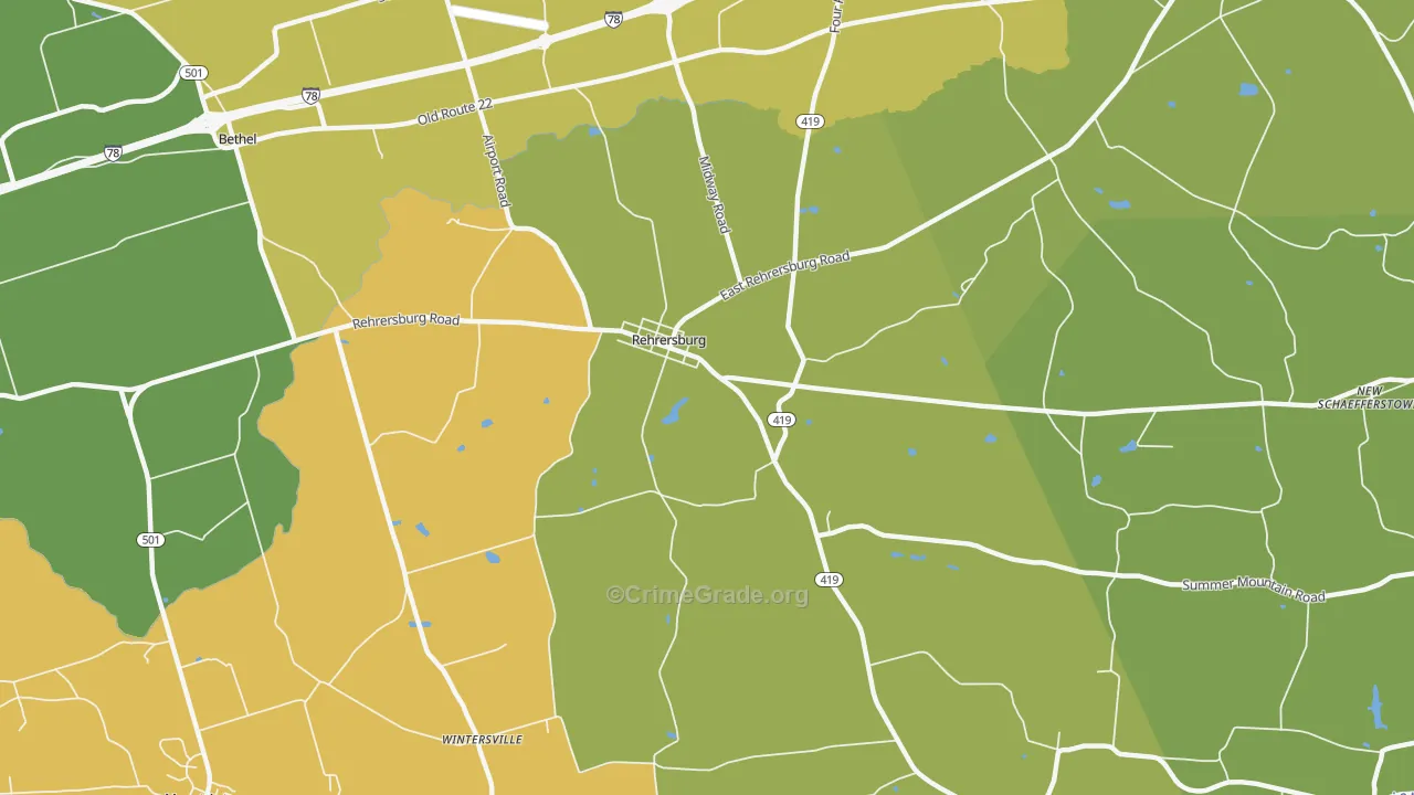 Rehrersburg, PA Map of Murder Rates