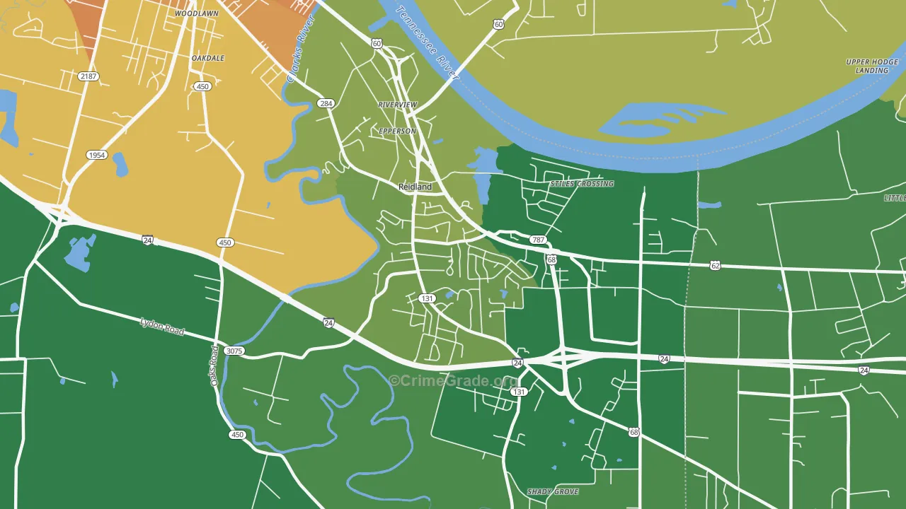 Reidland, KY Map of Murder Rates