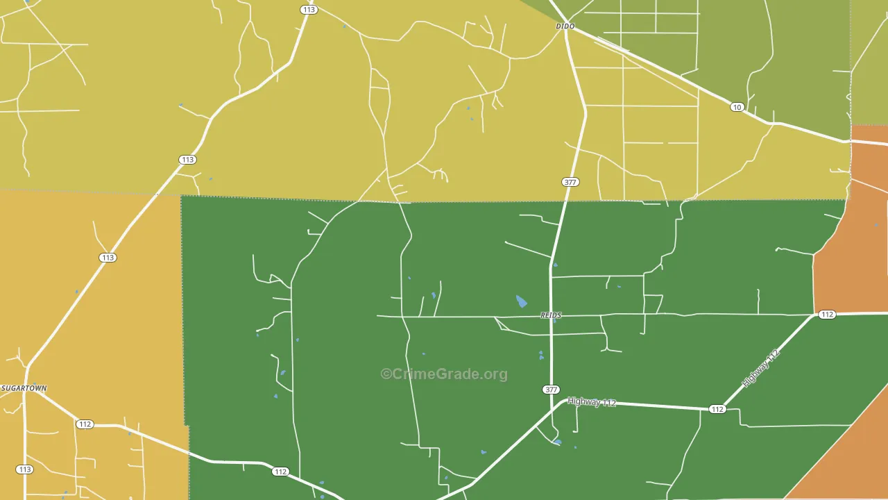 Reids, LA Map of Murder Rates