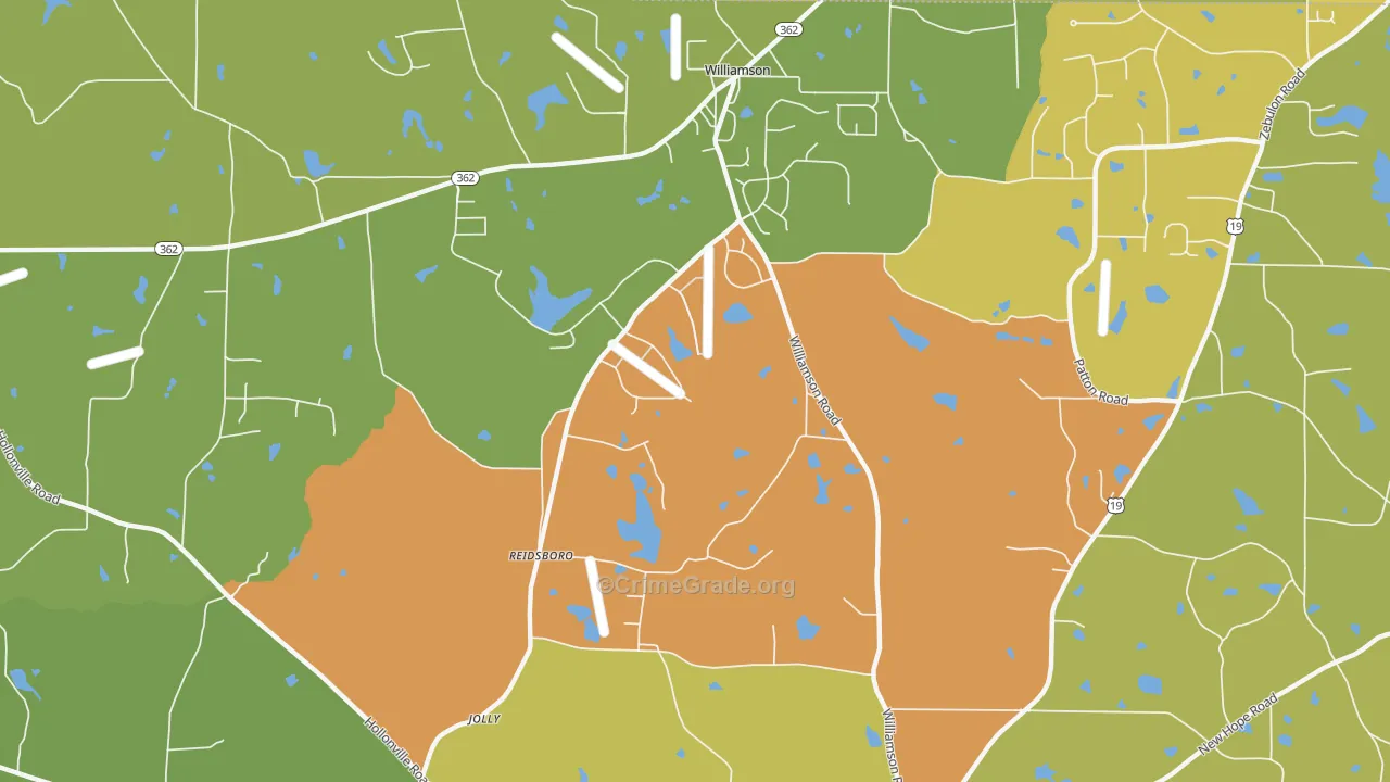 Reidsboro, GA Map of Murder Rates