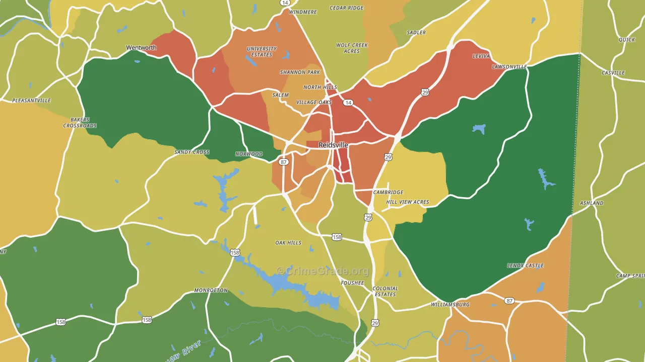 Reidsville, NC Map of Murder Rates